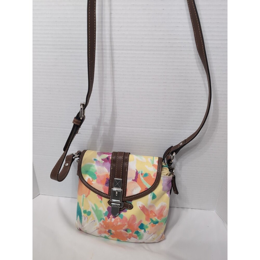CHAPS RALPH LAUREN Watercolor Floral Organizer Crossbody Handbag PRE-OWNED READ